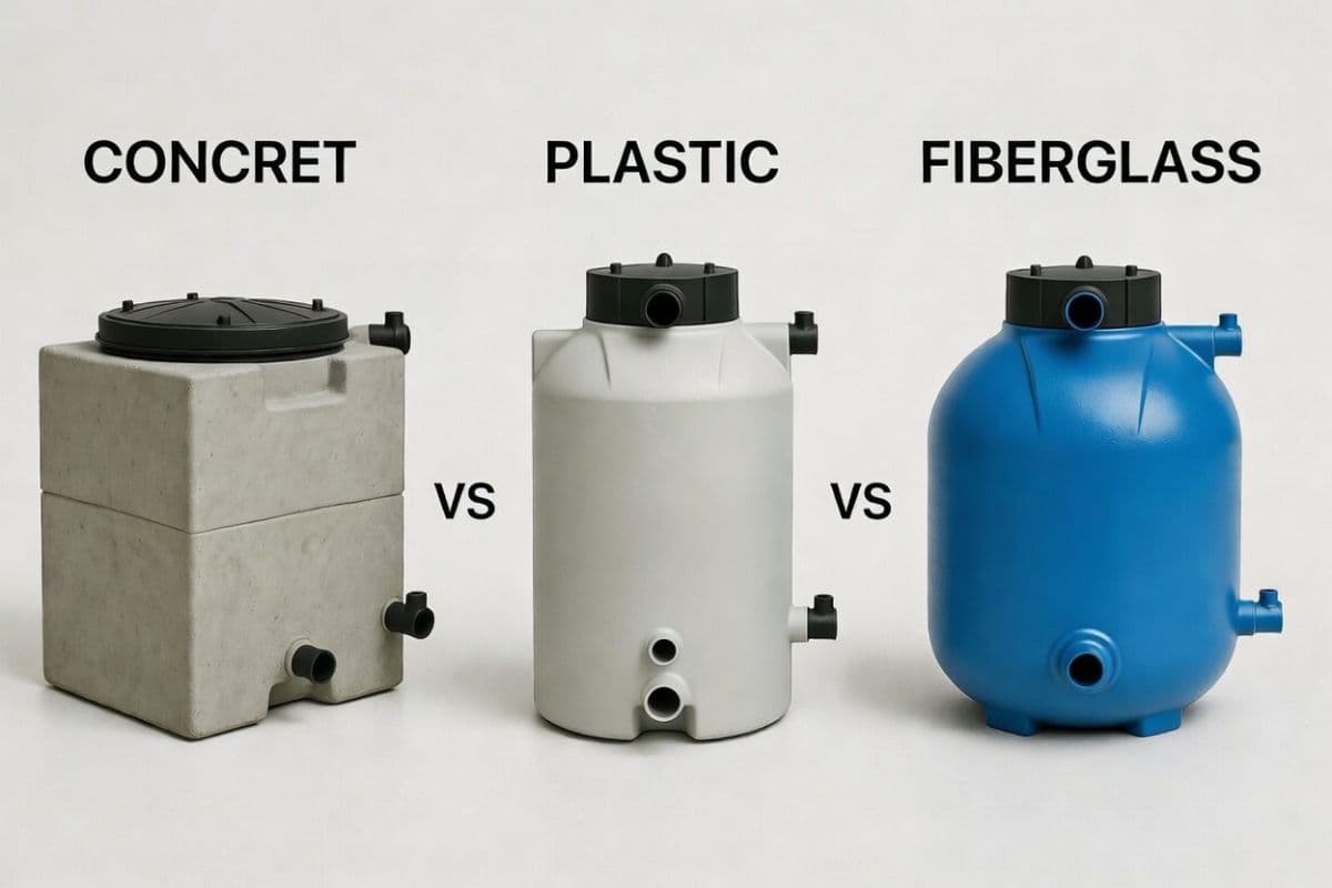 Concrete vs plastic vs fiberglass septic tanks comparison