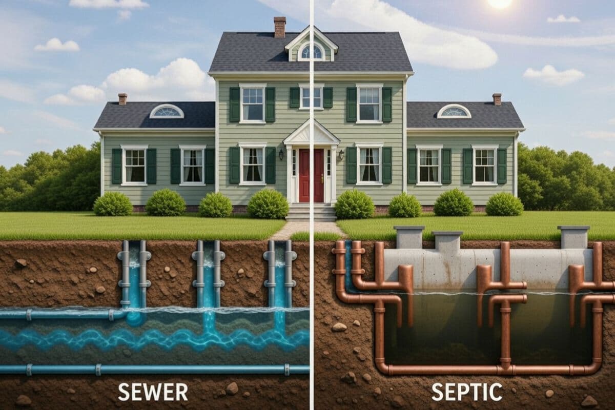 Septic system and sewer comparison for residential properties